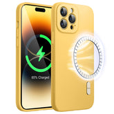 JETech Magnetic Silicone Case for iPhone 14 Pro 6.1-Inch, Compatible with MagSafe, Phone Cover with Camera Lens Full Protection (Sunglow)